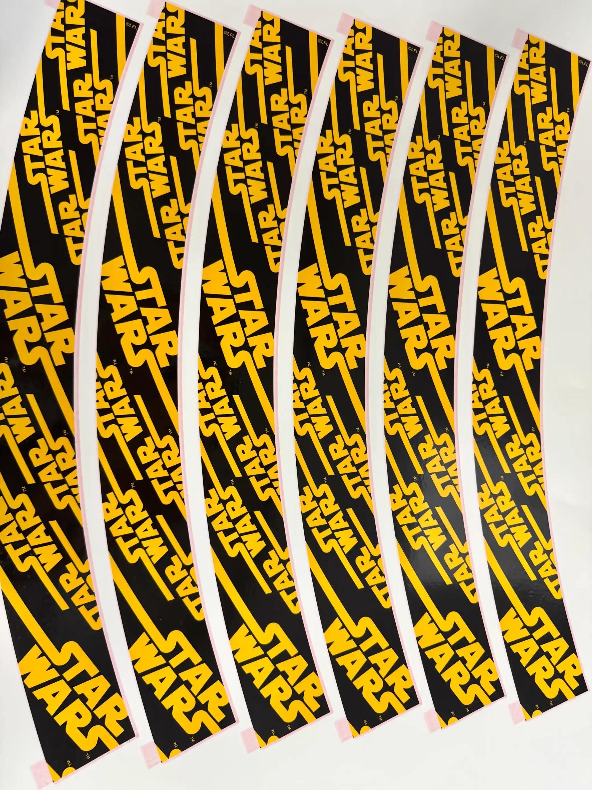Black and yellow high-contrast wrap-style waterslide decal strips